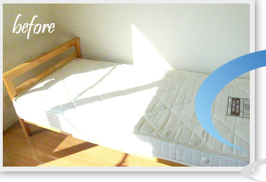 シングルベッド、マットレスの回収、作業前